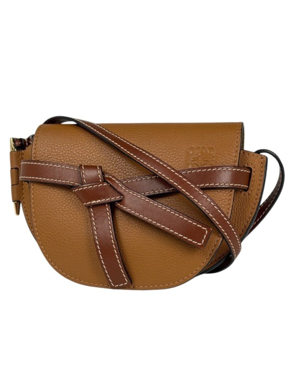 Loewe Gate Dual Shoulder Bag Mini Anagram Leather Brown